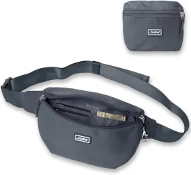 Foldable Crossbody Bags for Women & Men - Anti-Theft RFID-Safe Fanny Pack with Smart Lockable Zippers and Cut-Resistant Strap - Lightweight Waist Pack for Travel & Everyday Use - Grey