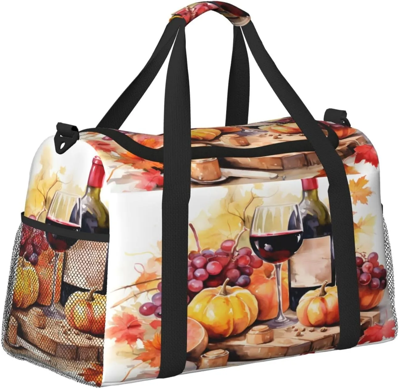 Fruits Grape Wine Travel Duffel Bag with Strap Multi Pockets Sports Bag Handbag Large Shoulder Bag for Gym Weekend Fitness Camping