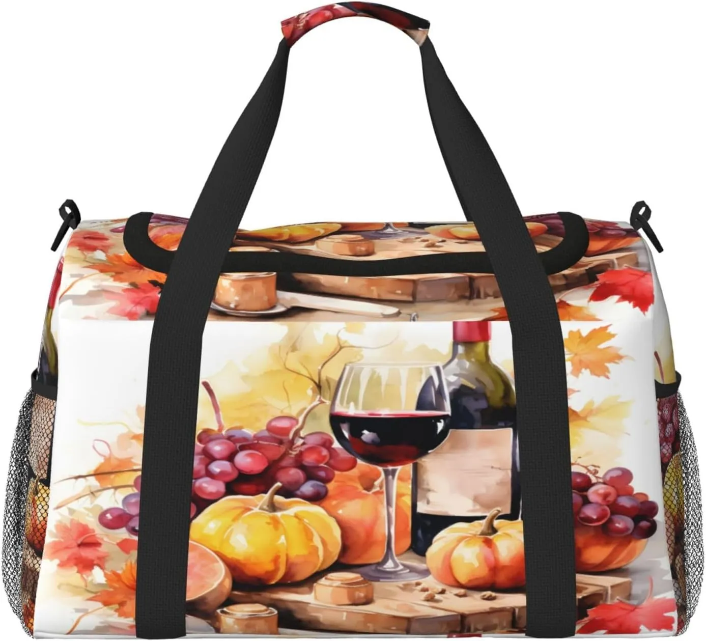 Fruits Grape Wine Travel Duffel Bag with Strap Multi Pockets Sports Bag Handbag Large Shoulder Bag for Gym Weekend Fitness Camping