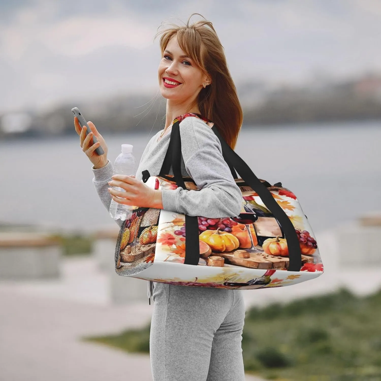 Fruits Grape Wine Travel Duffel Bag with Strap Multi Pockets Sports Bag Handbag Large Shoulder Bag for Gym Weekend Fitness Camping