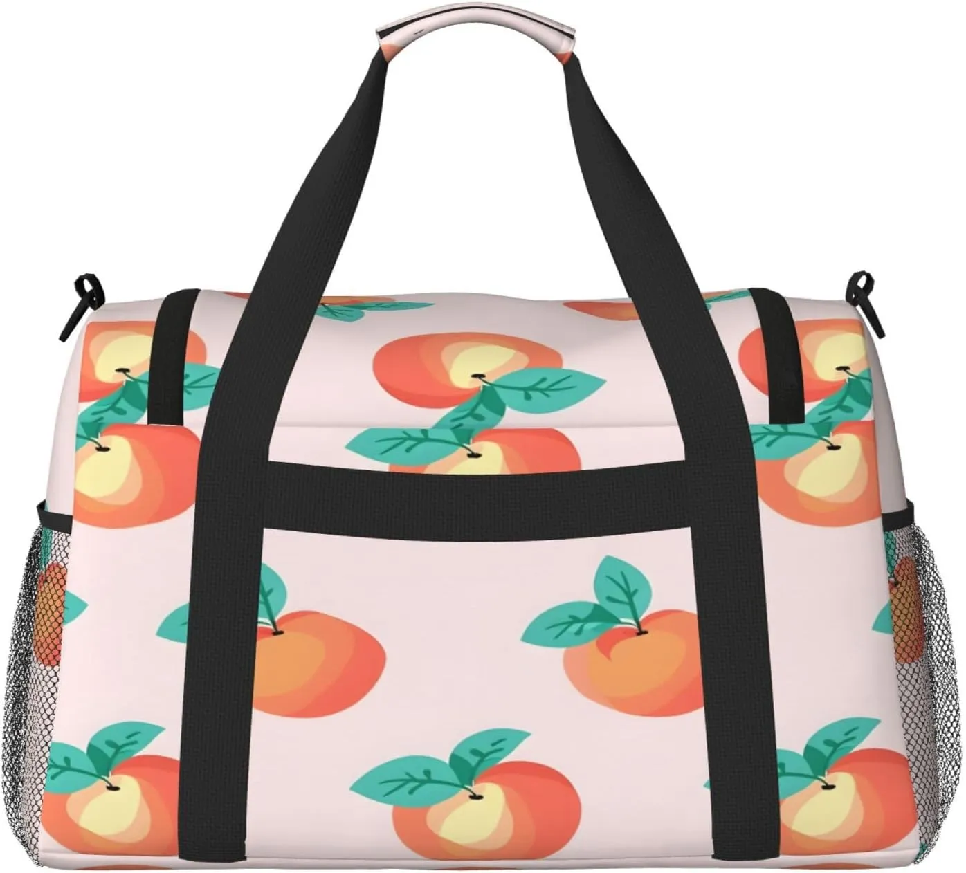 Fruits Peach Pattern Travel Duffel Bag with Strap Multi Pockets Sports Bag Handbag Large Shoulder Bag for Gym Weekend Fitness Camping