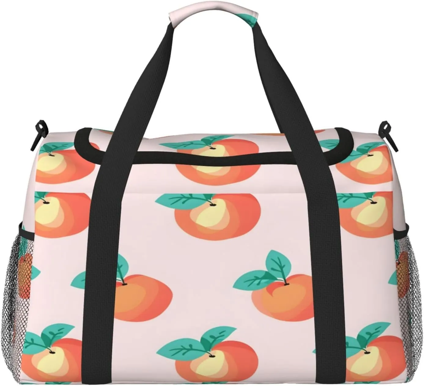 Fruits Peach Pattern Travel Duffel Bag with Strap Multi Pockets Sports Bag Handbag Large Shoulder Bag for Gym Weekend Fitness Camping