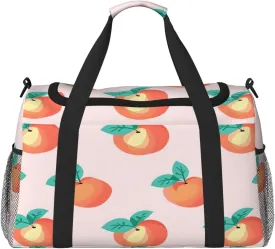 Fruits Peach Pattern Travel Duffel Bag with Strap Multi Pockets Sports Bag Handbag Large Shoulder Bag for Gym Weekend Fitness Camping