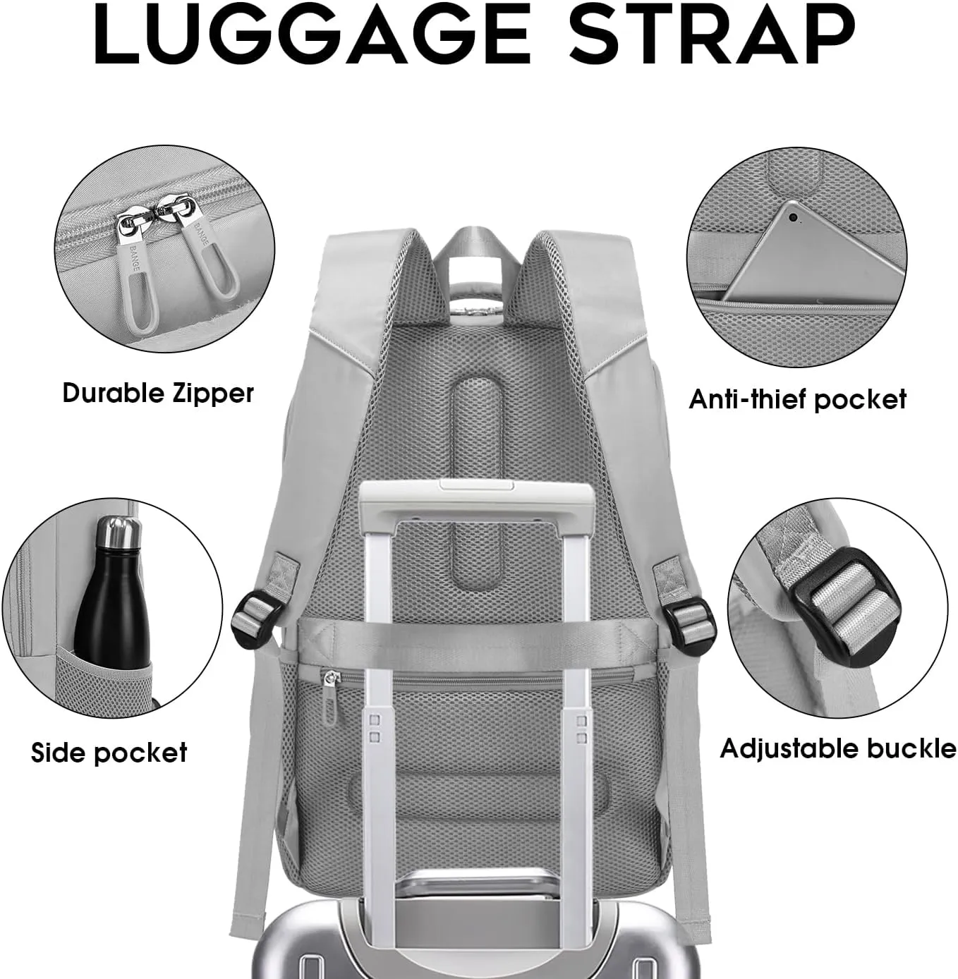 FUTURE AESTHETICS Travel Backpack for Womenmen, College Backpack Bag, Hiking Backpack,Waterproof Carry On Backpack Business Backpack (Grey)