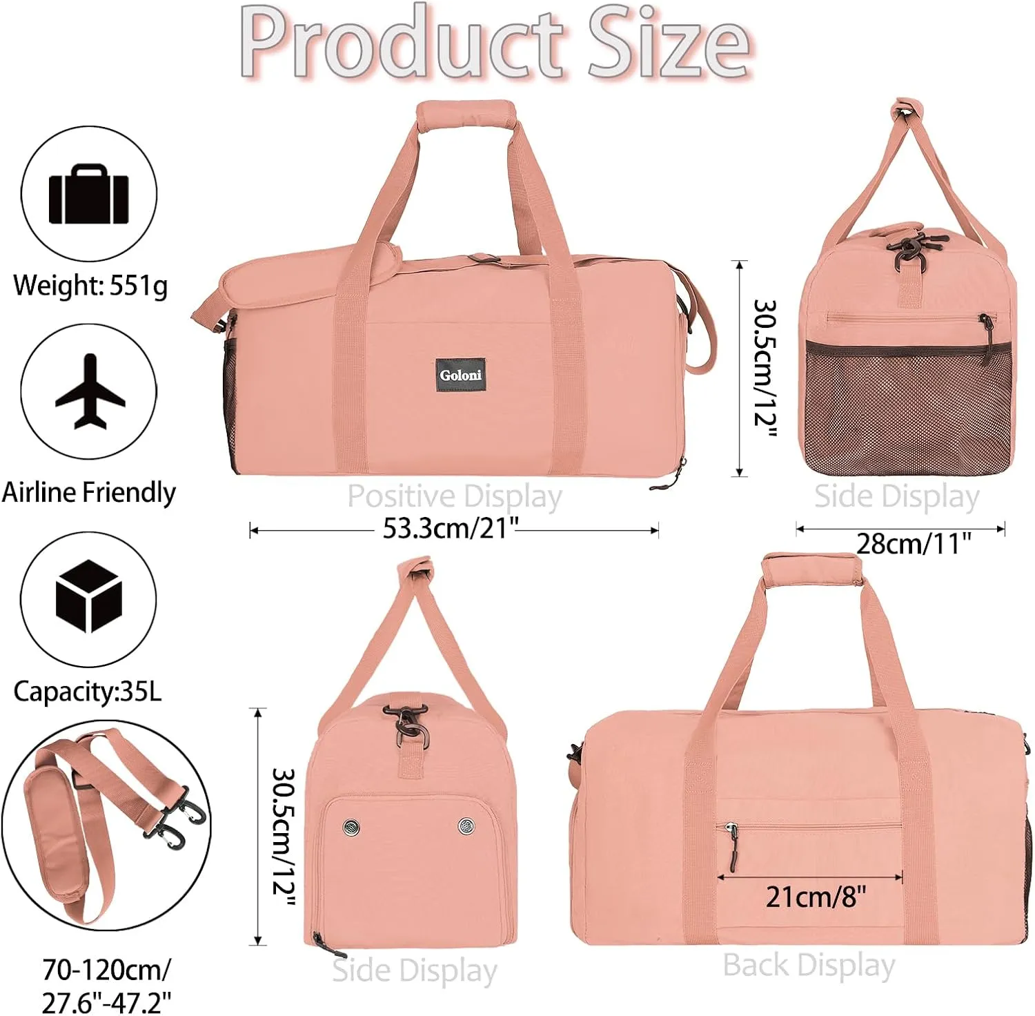 Goloni Cute Duffle Bag for Women, Gym Bag with Shoe Compartment, Lightweight Weekend Travel Duffel Bag,Overnight Bag with Wet Pocket