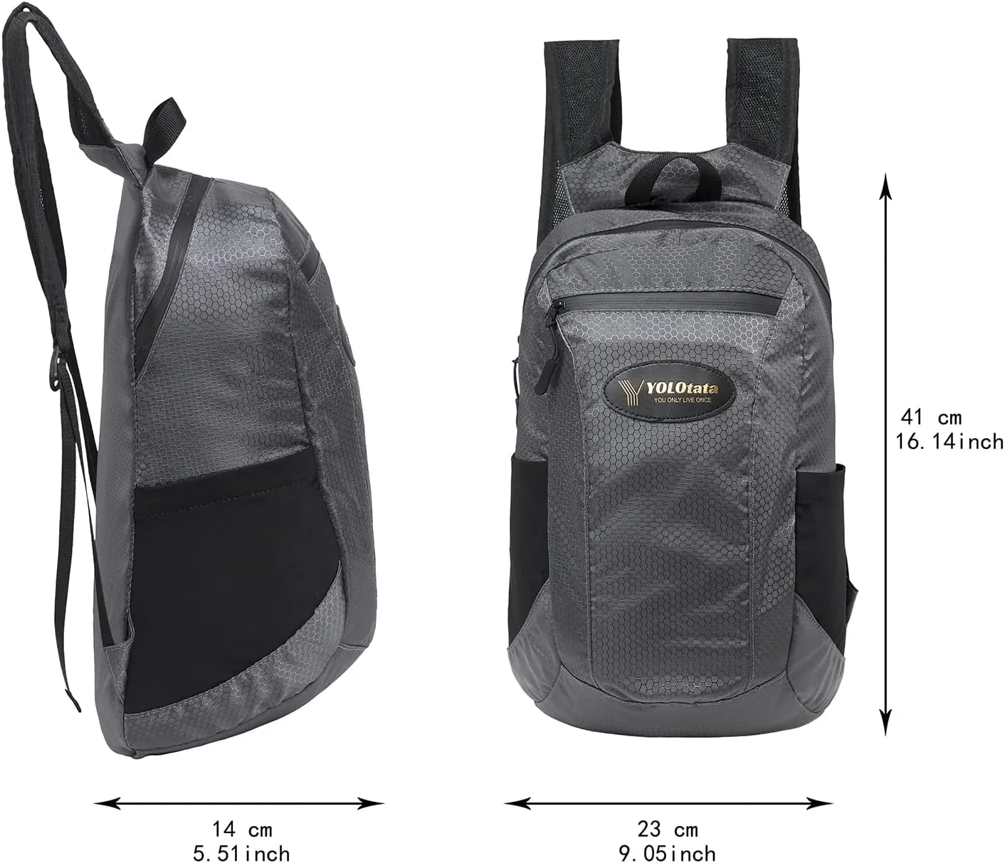 Hiking Daypacks for Women Waterproof Backpacks 15L Lightweight Packable Men Small Outdoor Sports Fan Multipurpose Travel Camping Bags Dark Grey