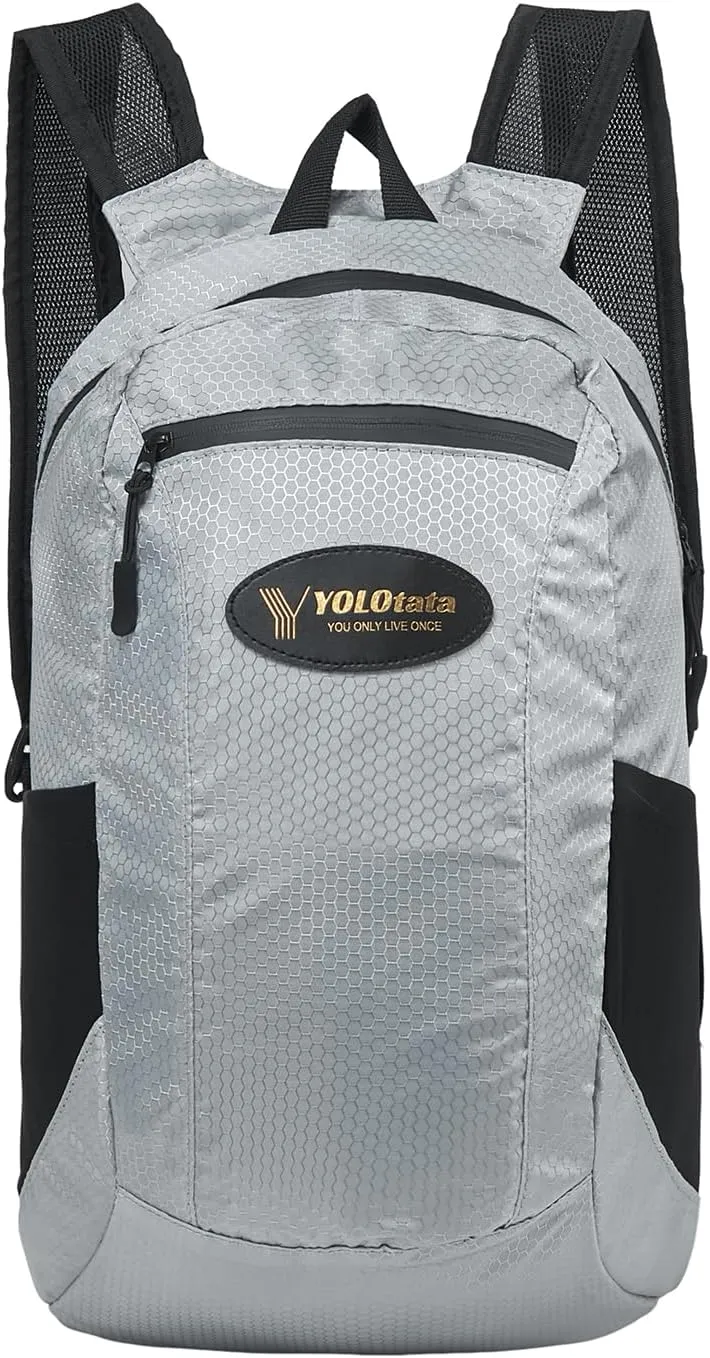Hiking Daypacks for Women Waterproof Backpacks 15L Lightweight Packable Men Small Outdoor Sports Fan Multipurpose Travel Camping Bags Light Grey