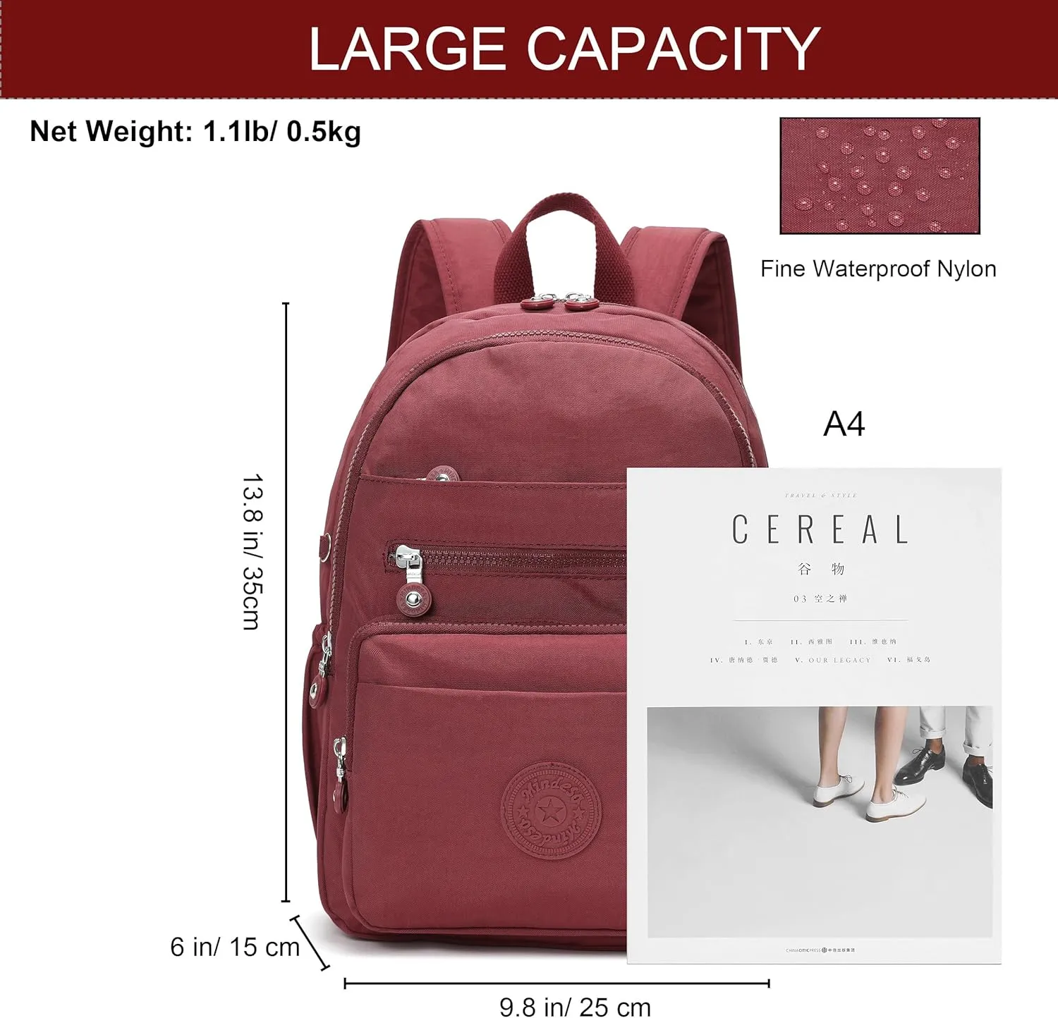 Hiking Waterproof 13" Laptop Backpack Purse for Women and Men,Travel Backpack