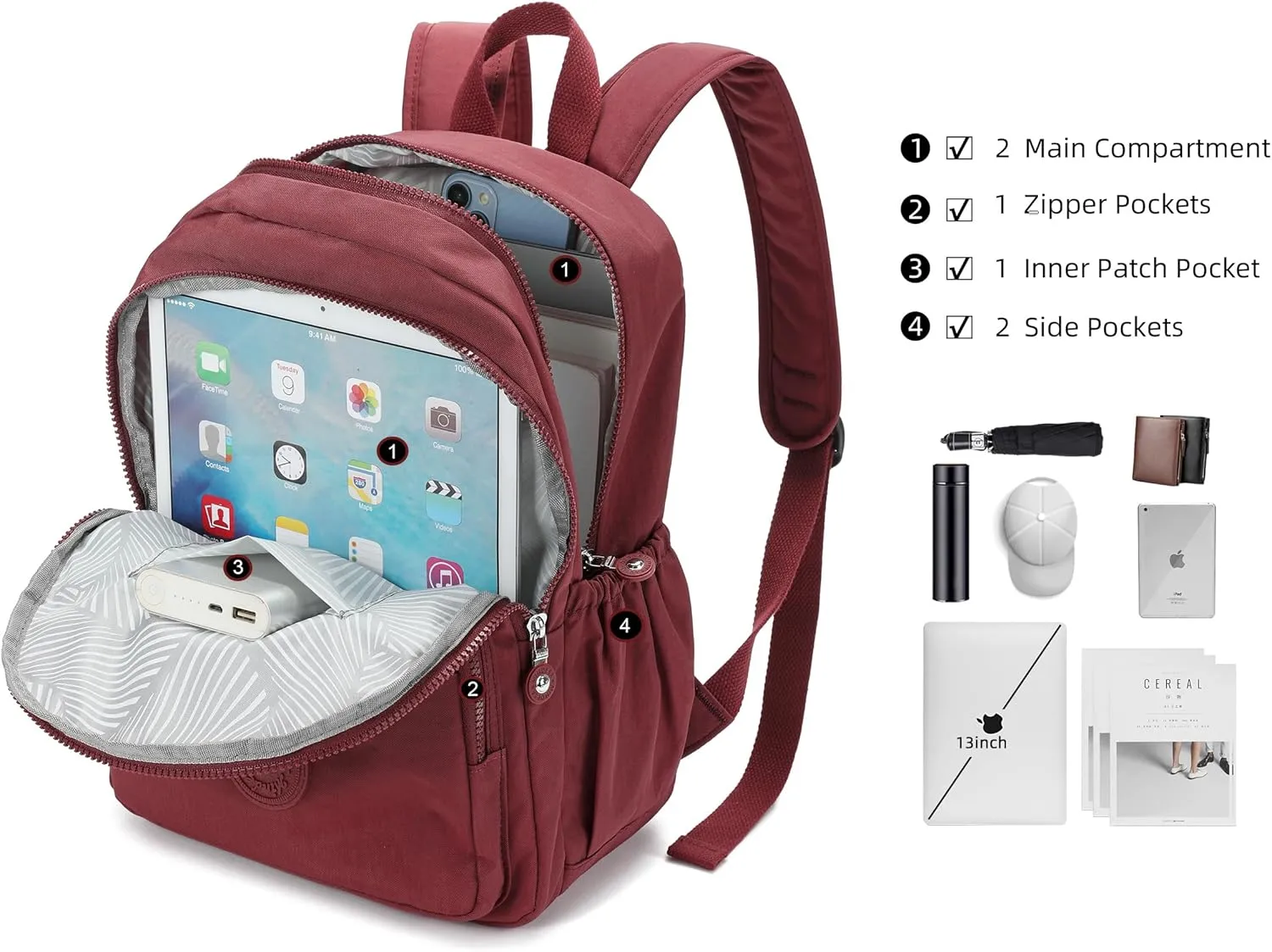 Hiking Waterproof 13" Laptop Backpack Purse for Women and Men,Travel Backpack