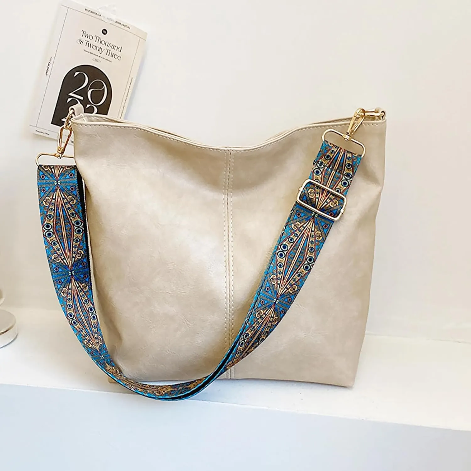 Hobo Bags for Women Crossbody Bag Guitar Strap Purse Vegan Leather Shoulder Handbags Boho Purses Tote Bucket Bag