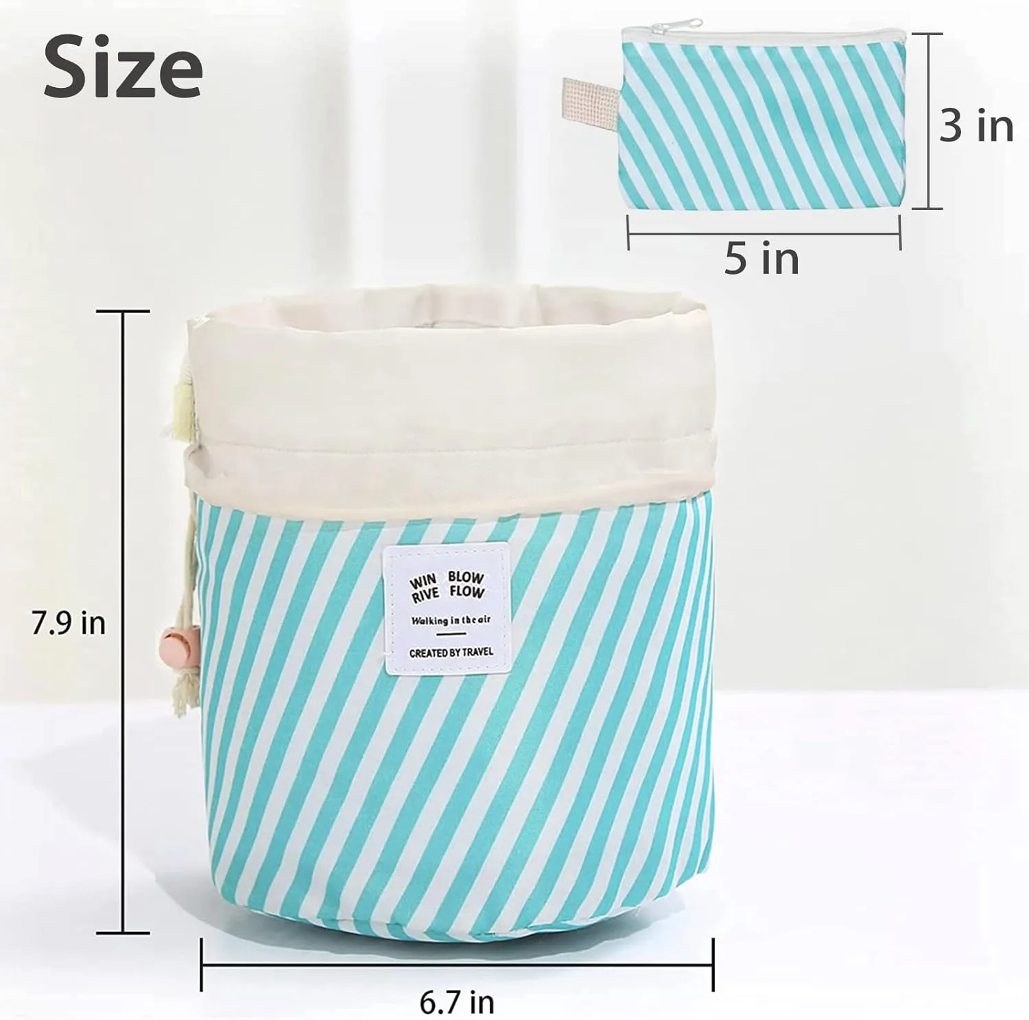 INVODA Cosmetic Bag for Women Drawstring Makeup Bag Portable Travel Toiletry Bag Multifunctional Waterproof Make Up Bucket Bag
