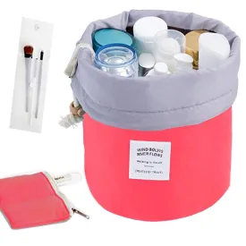 INVODA Drawstring Cosmetic Bag Travel Makeup Bag for Women Toiletry Bag Portable Drawstring Make up Organizer Bag for Travel (Red)
