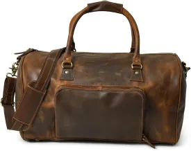 Jajmo Legacy Large Duffle Bag for Men | Holdall Leather Travel Bag | Carry On Leather Weekender Travel Duffel Bags for Men | Overnight, Gym, Sports Weekend Bag (Paris Style)