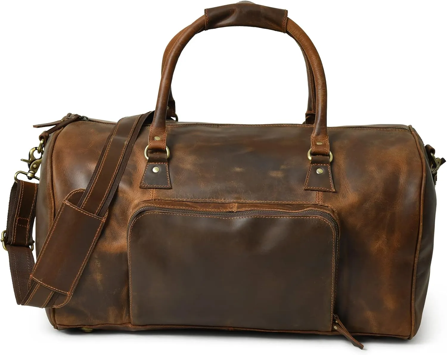 Jajmo Legacy Large Duffle Bag for Men | Holdall Leather Travel Bag | Carry On Leather Weekender Travel Duffel Bags for Men | Overnight, Gym, Sports Weekend Bag (Paris Style)