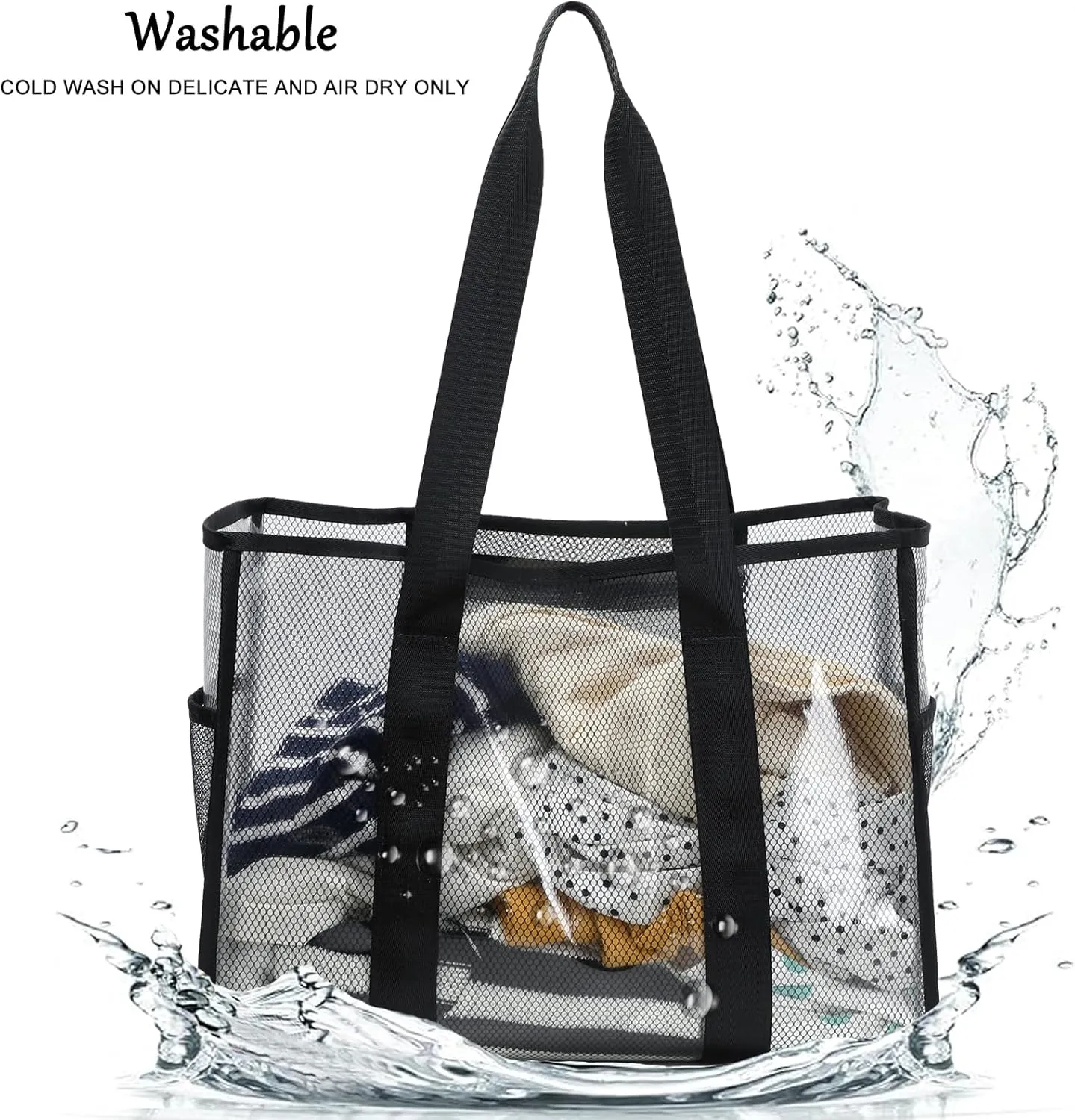 JIANYA Beach Bag, Tip-Proof Waterproof Pool Bag Shoulder Bag with Pockets for Work, Travel, Gym, Beach & Pool