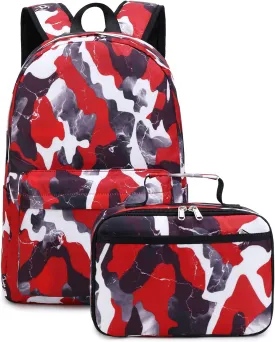 JIANYA Boy/Girl School Backpack Set Camouflage Bookbags School Bags for Elementary Middle School