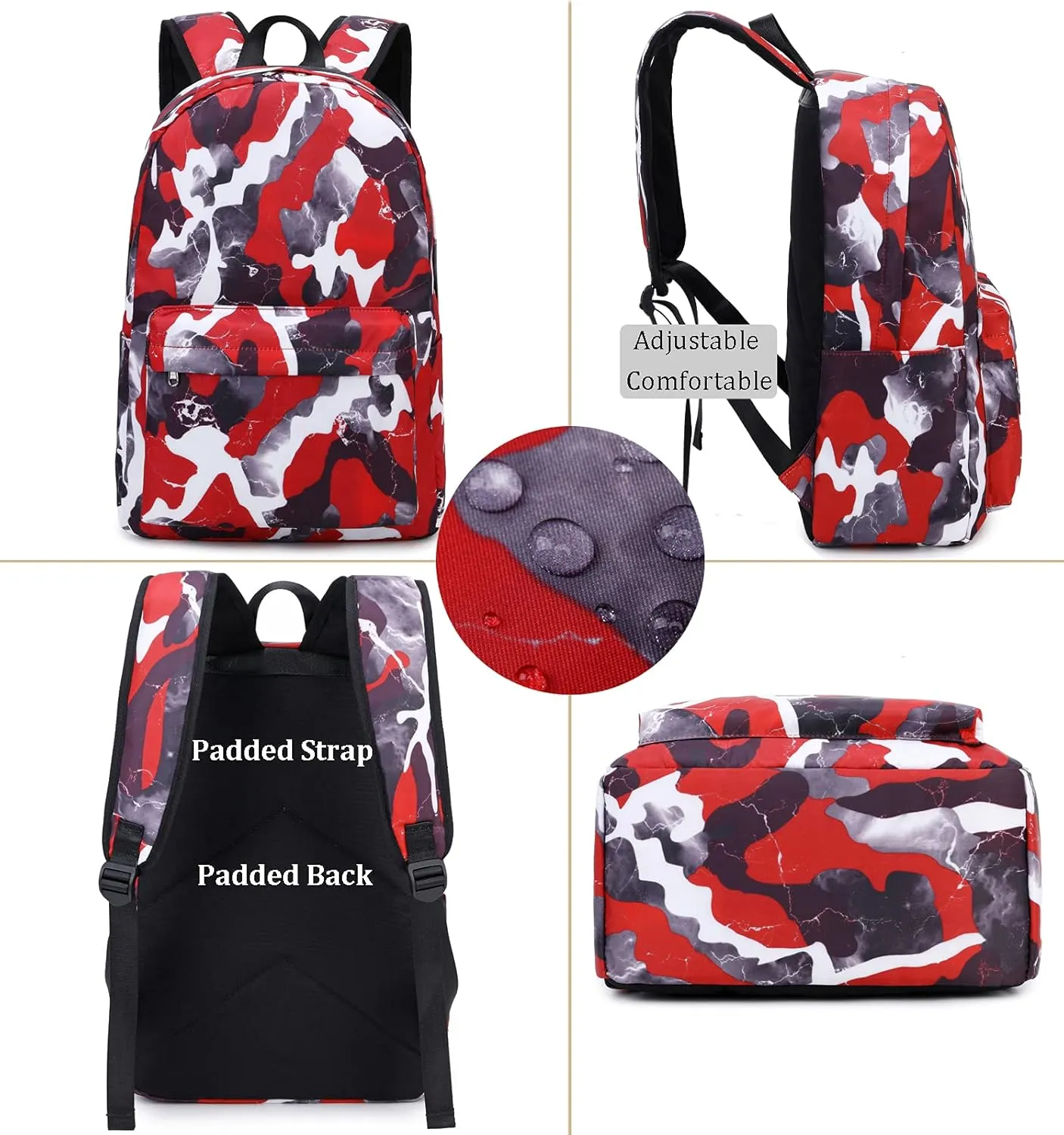 JIANYA Boy/Girl School Backpack Set Camouflage Bookbags School Bags for Elementary Middle School