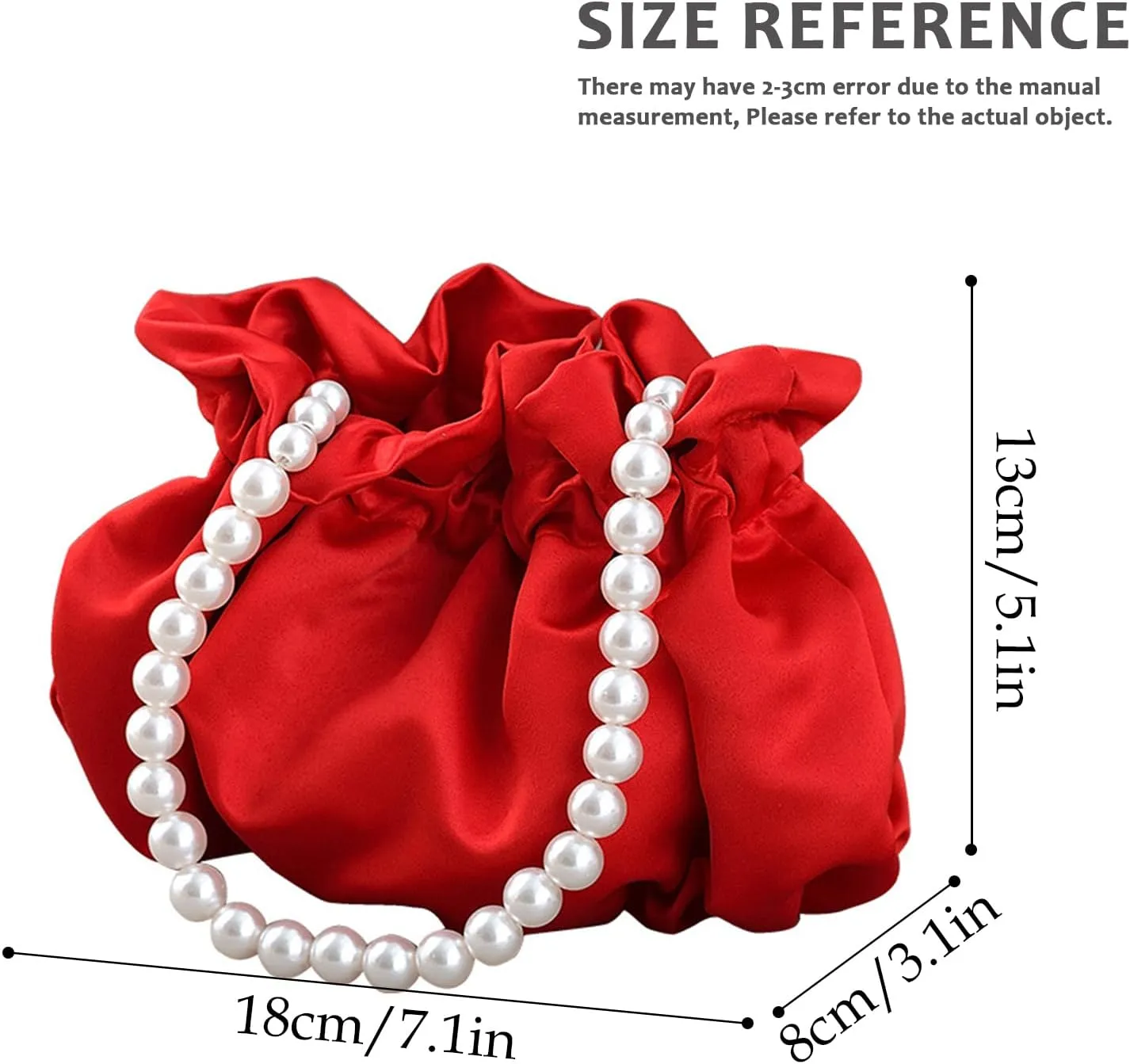 LAKSMI Mini Pearl Bracelet Bucket Bag Wristlet Purses Crossbody Handbags Little Hobo Bag with Faux Pearl Chain
