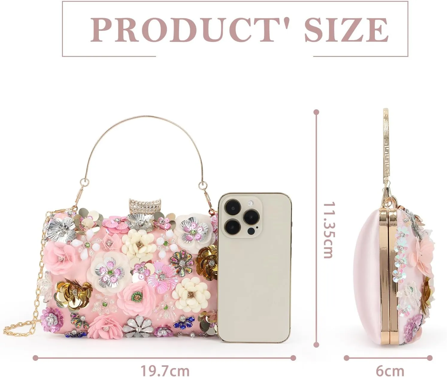 Lanpet Women Clutches Flower Evening Handbag Chain Strap Shoulder Bag