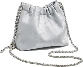 LAORENTOU Suede Designer Crossbody Bag for Women, Bucket Style Shoulder Bag for Ladies, Medium Size Purse with Chain Strap