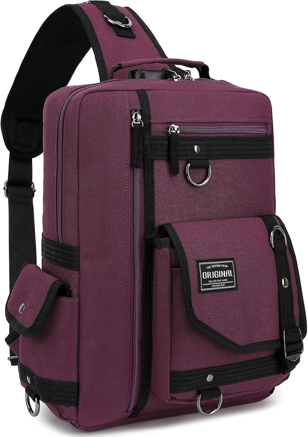 Leaper Messenger Bag Outdoor Cross Body Bag Sling Bag Shoulder Bag With USB Purple