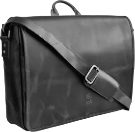 Leather Messenger Bag for Men 14" Leather Laptop Bag Vintage Crossbody Office Satchel Travel Shoulder Bag
