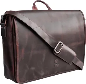 Leather Messenger Bag for Men 14" Leather Laptop Bag Vintage Crossbody Office Satchel Travel Shoulder Bag
