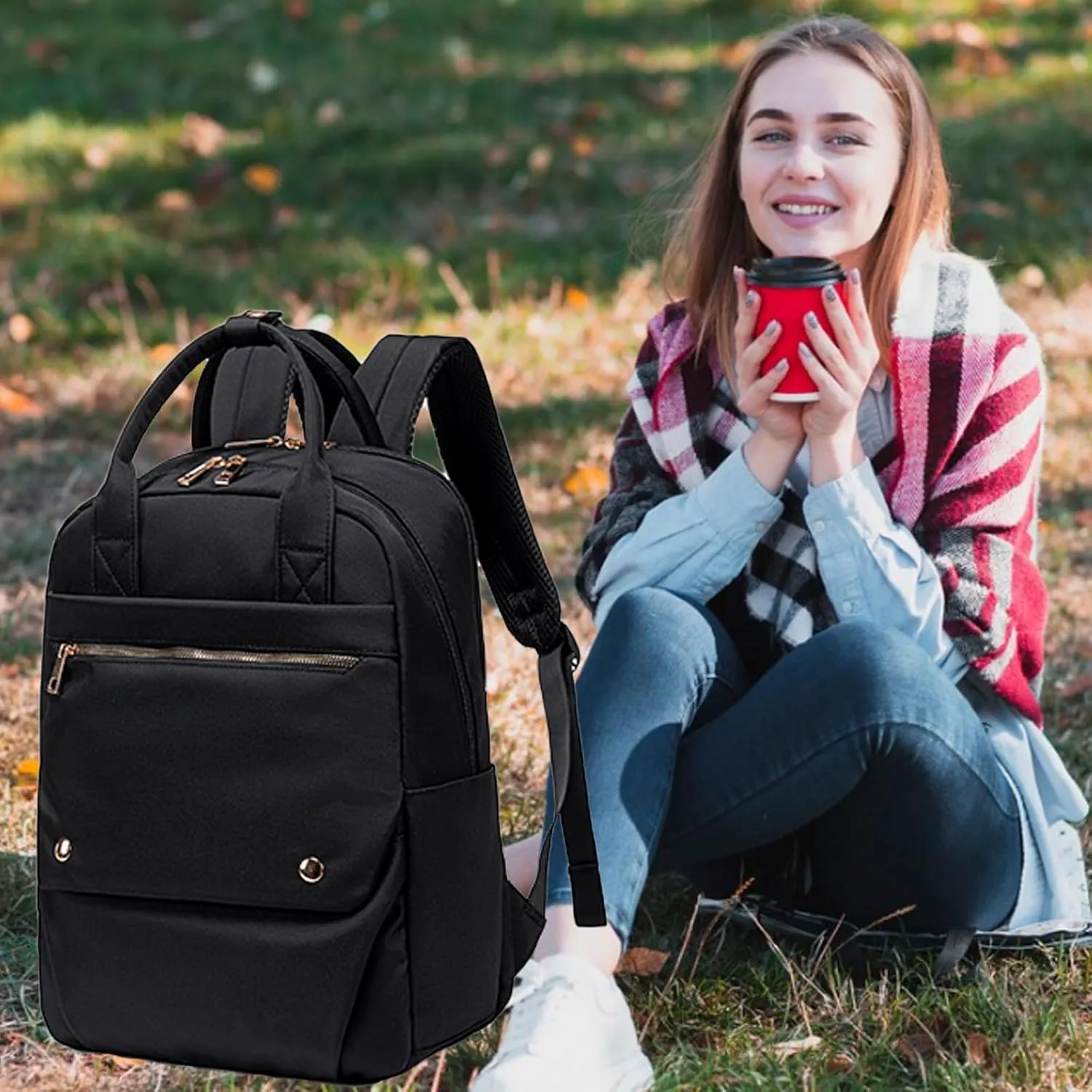 LOIDOU Laptop Backpack Women Travel Backpack 15.6 Inch Teacher Bag Waterproof College Backpacks Casual Daypack for School Work Commuter(Multi Pocket)