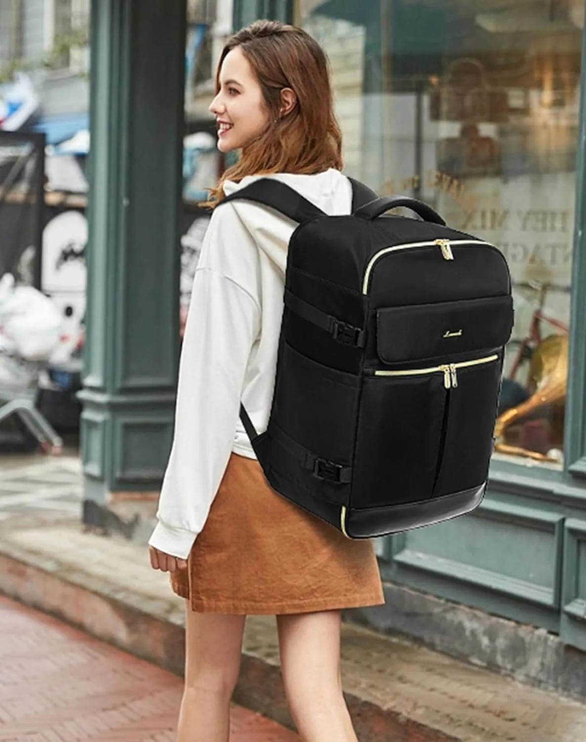 LOVEVOOK 40L Large Travel Backpack for Women, Flight Approved, Waterproof, TSA Compliant, Fits 17.3'' Laptop, 17 Pockets, 3 Packing Cubes