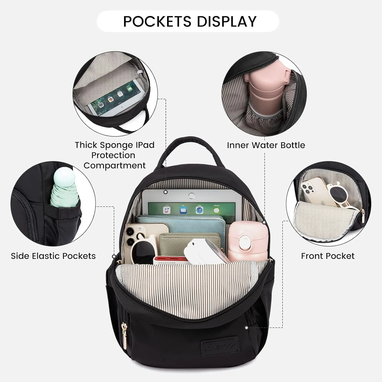 LOVEVOOK Mini Backpack for Women Light Weight Small Waterproof Backpack Purses Daily Backpack