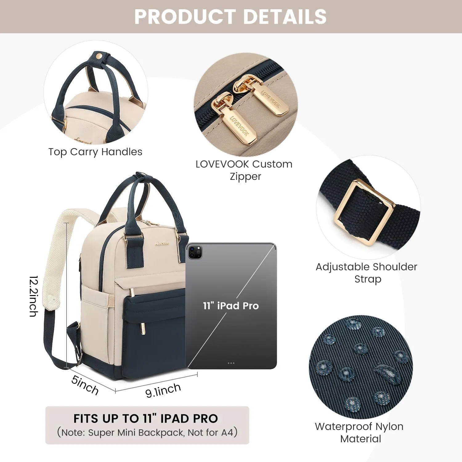 LOVEVOOK Mini Backpack for Women Stylish Waterproof Backpack Purse with USB Port, Cute Daypack for College Travel Party