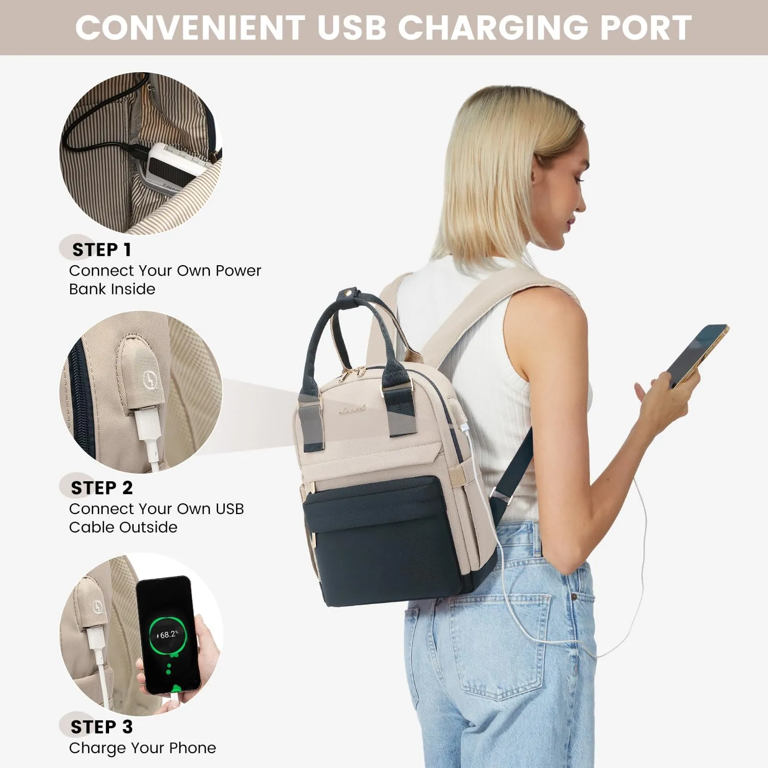 LOVEVOOK Mini Backpack for Women Stylish Waterproof Backpack Purse with USB Port, Cute Daypack for College Travel Party