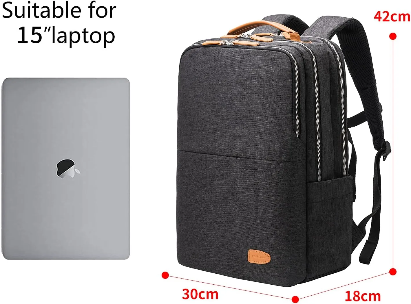 NOBLEMAN Men's and Womens Backpack, Laptop Backpack, Waterproof School Backpack, 15.6 Inch Laptop Backpack, Daypack, USB (Black plus)
