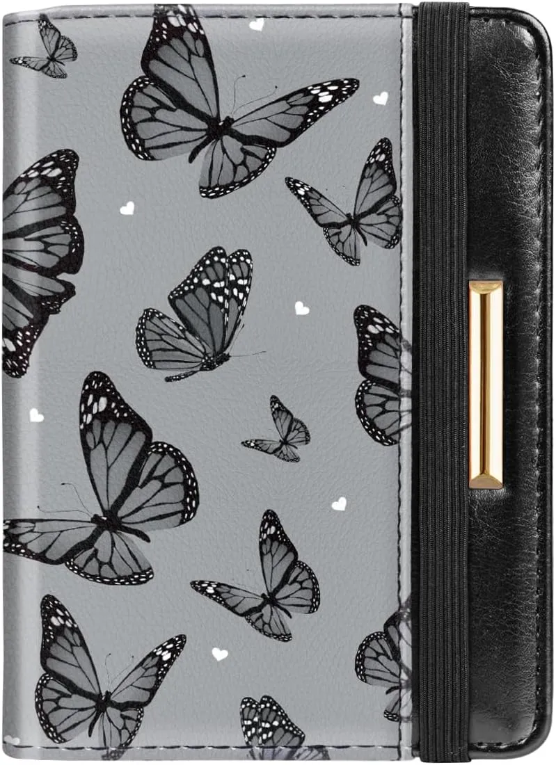 Passport Holder Cover Travel RFID Blocking Passport Cover Rose Gold Cute Flowers Passport Wallet with Elastic Band for Women