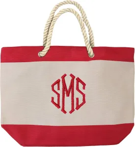 Personalized Beach Tote Bag with Zipper, Pockets, Monogram - Bridesmaid Wedding Party - Custom Monogrammed