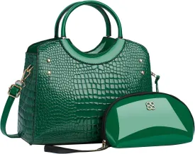 PU Leather Handbag for Women Crocodile Embossed Shoulder Bag Waterproof Crossbody Bag Large Messenger Bag