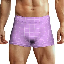 Purple Hand Drawn Grid Print Mens Underwear, Soft Boxers for Men, Moisture-Wicking Breathable Boxer Briefs