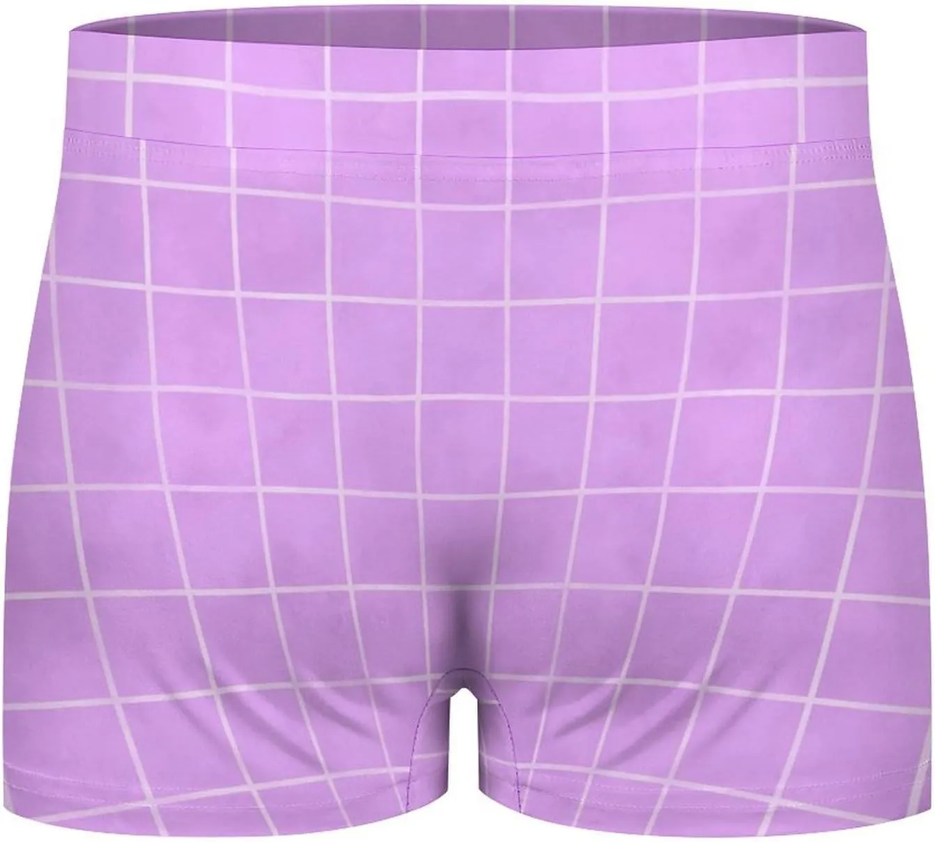 Purple Hand Drawn Grid Print Mens Underwear, Soft Boxers for Men, Moisture-Wicking Breathable Boxer Briefs