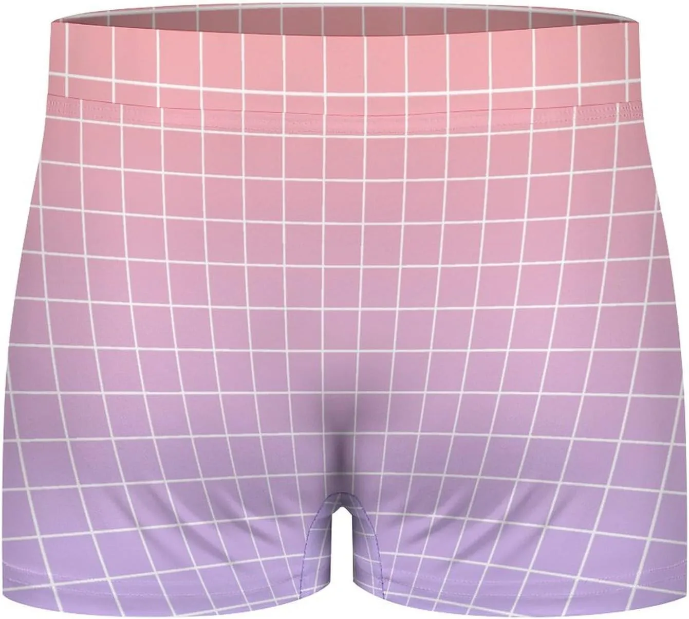 Purple Orange Ombre Grid Print Mens Underwear, Soft Boxers for Men, Moisture-Wicking Breathable Boxer Briefs