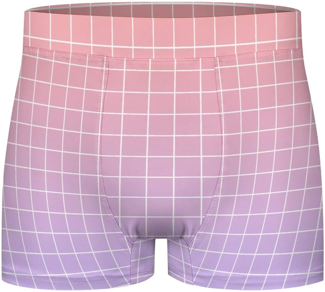 Purple Orange Ombre Grid Print Mens Underwear, Soft Boxers for Men, Moisture-Wicking Breathable Boxer Briefs