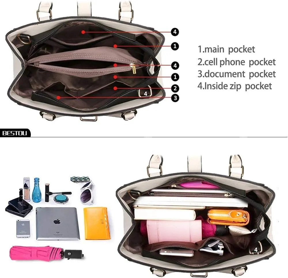 Purses and Handbags for Women Tote Shoulder Crossbody Bags with Long Strap Detachable
