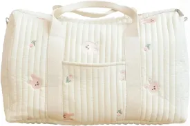 Quilted Duffle Bag For Women Cute Weekender Bag Floral Travel Bag Cotton Diaper Tote Bag