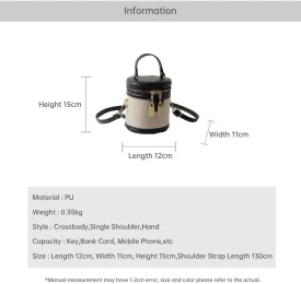 Retro Bucket Bag Color Contrast Cylinder Purse Senior Sense Style Single Shoulder Crossbody Handbag with Zipper