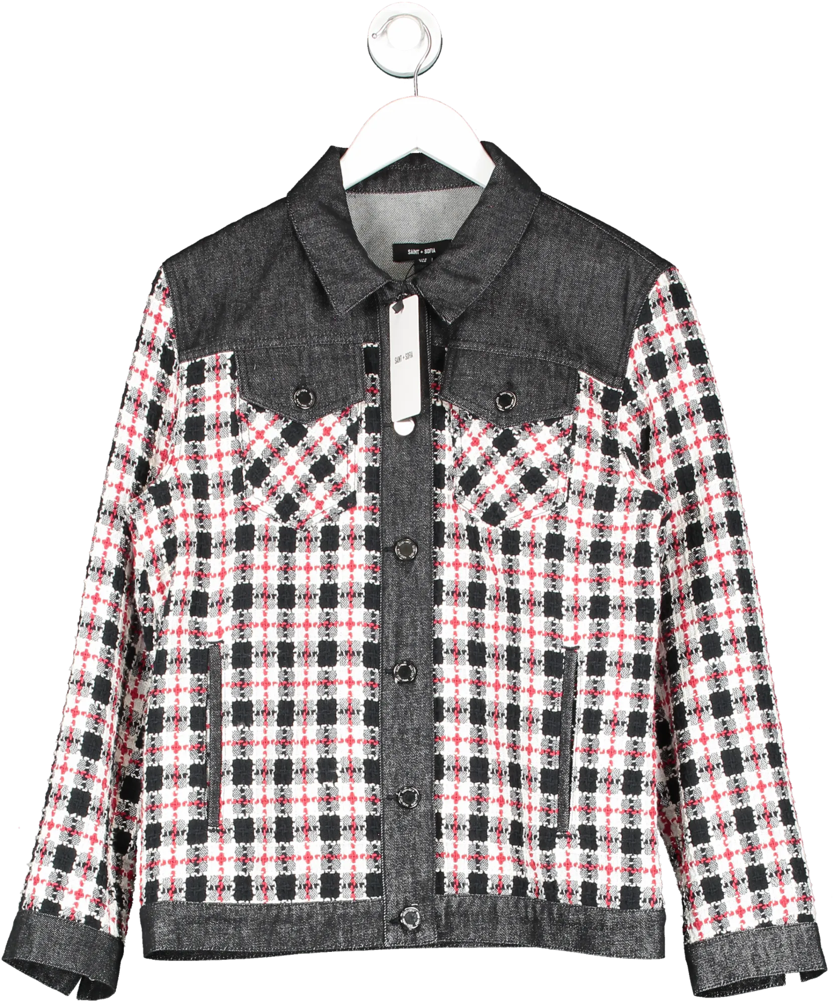 Saint   Sofia Black Denim Boucle Jacket UK 12