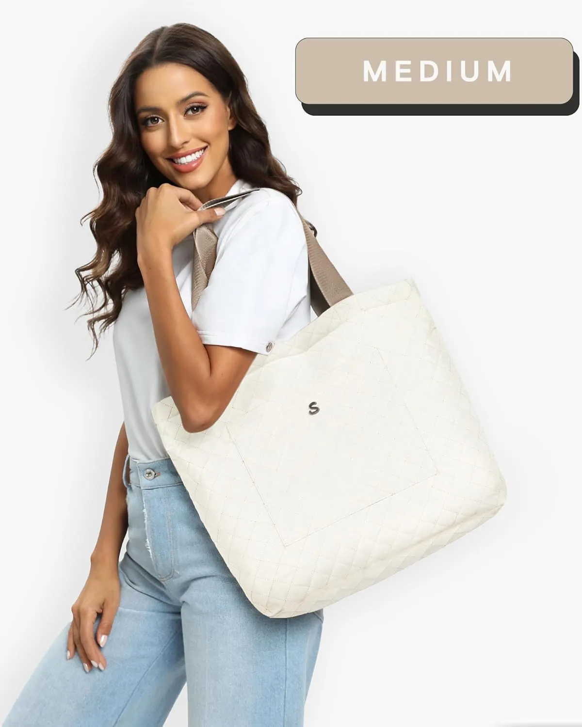 SATINSAINT Large Tote Travel Bag for Women, Lightweight Quilted Carry-All Shoppers Tote for Travel, Work, Gym and Casual Use