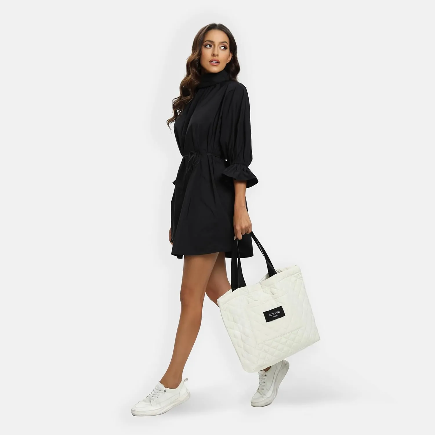 SATINSAINT Large Tote Travel Bag for Women, Lightweight Quilted Carry-All Shoppers Tote for Travel, Work, Gym and Casual Use