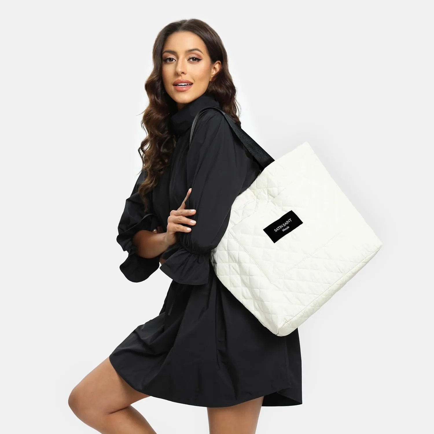 SATINSAINT Large Tote Travel Bag for Women, Lightweight Quilted Carry-All Shoppers Tote for Travel, Work, Gym and Casual Use