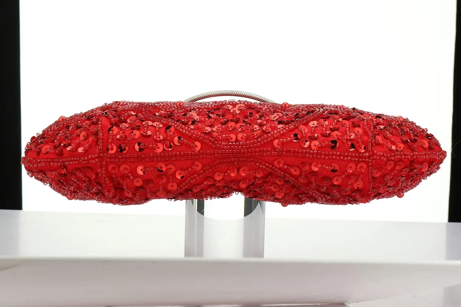 Simcat Beaded Sequin Flower Evening Purse Large Clutch Bag