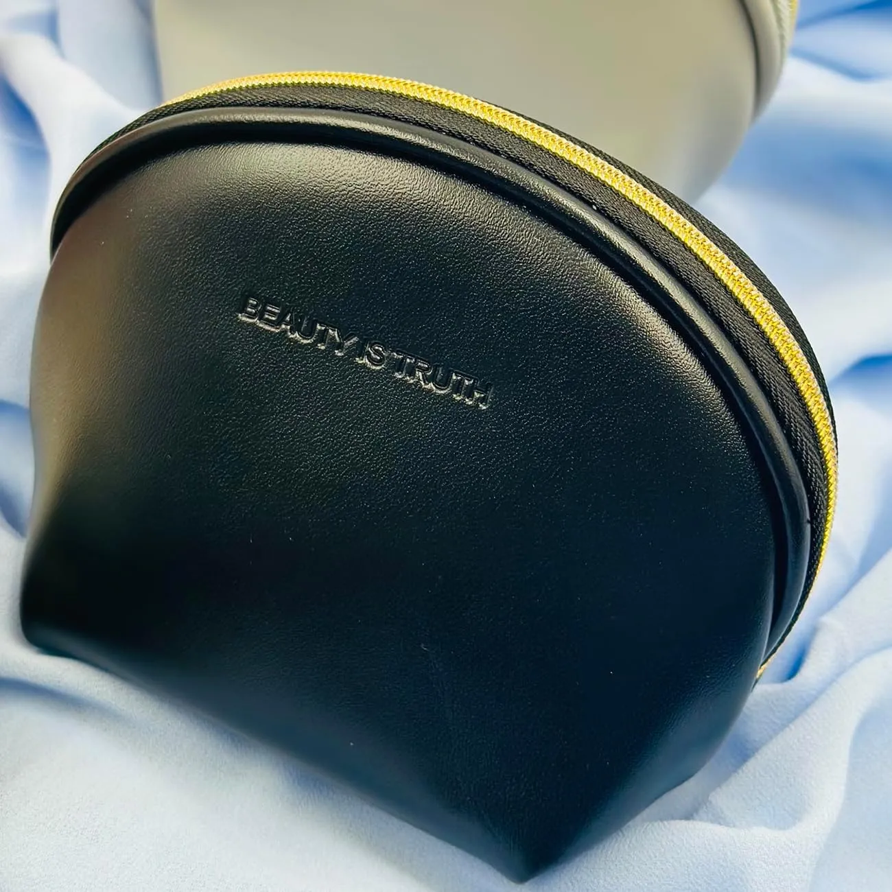 Small Makeup Bag - Mini Leather Travel Makeup Bag Small Cosmetic Bag for Purse