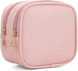 Small Makeup Pouch, Double Zipper Cosmetic Bag, Travel Makeup Bag, Cute Makeup Bag for Purse, Mini Toiletry Bag (pink)